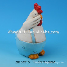 Blue ceramic decor with cock design